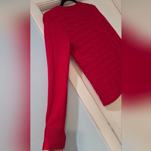 Women's Talbots Red Cable Knit Crewneck Sweater, Size S - Picture 12 of 15